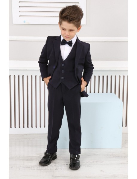 Kid's Navy Blue 5 Piece Suit