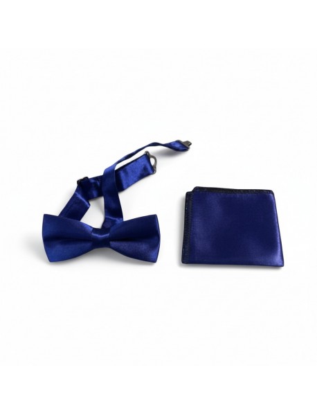 NAVY BLUE KIDS BOW TIE & POCKET SQUARE