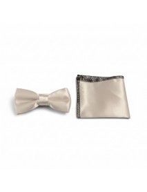 WHITE KIDS BOW TIE & POCKET SQUARE