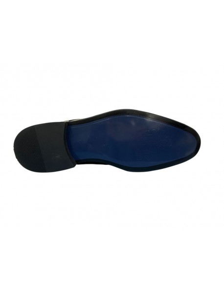 NAVY BLUE LEATHER DERBY TOE CAP