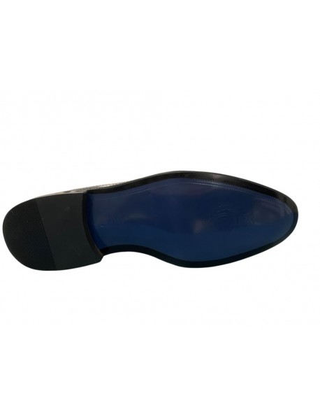 BLACK LEATHER SLIP-ON TOE CAP SHOES