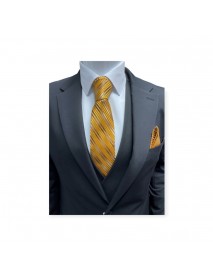 GOLD & BROWN TIE & POCKET SQUARE