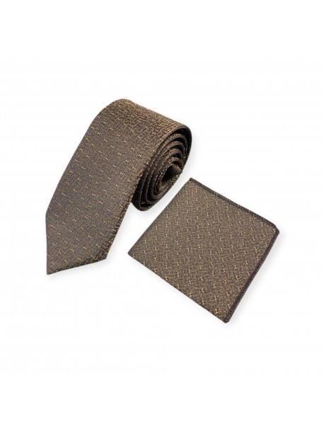 DARK GREY TEXTURED TIE & POCKET SQUARE