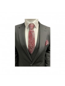 RED & WHITE PAISLEY TIE & POCKET SQUARE