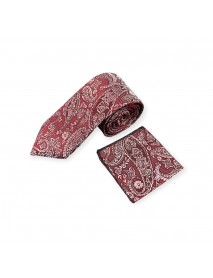 RED & WHITE PAISLEY TIE & POCKET SQUARE