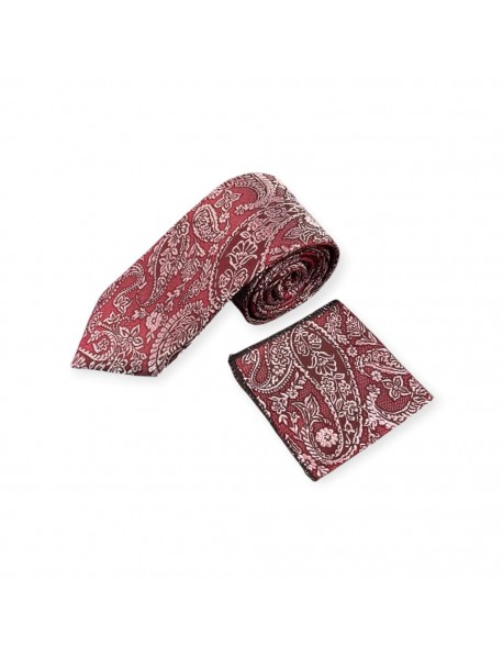 RED & WHITE PAISLEY TIE & POCKET SQUARE