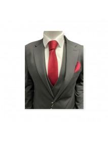 RED TEXTURED TIE & POCKET SQUARE