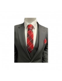 RED & BLACK CHECKED TIE & POCKET SQUARE