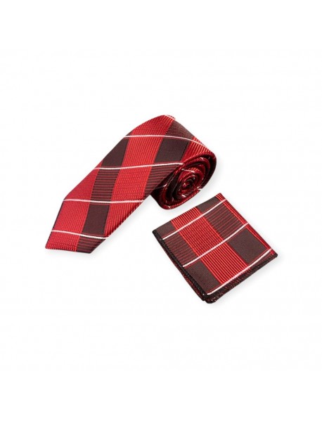 RED & BLACK CHECKED TIE & POCKET SQUARE