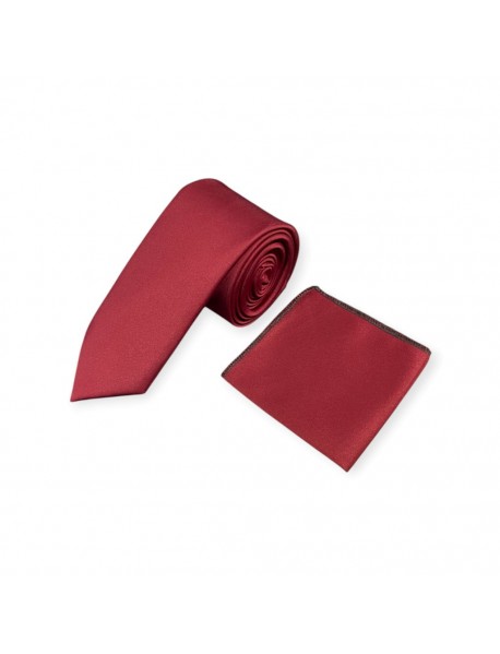 BURGUNDY TEXTURED TIE & POCKET SQUARE