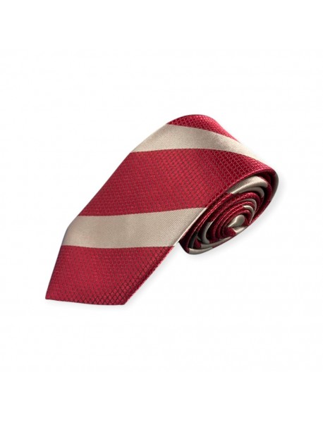 RED & GREY TIE & POCKET SQUARE