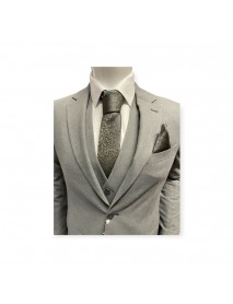 LIGHT GREY FLORAL TIE & POCKET SQUARE