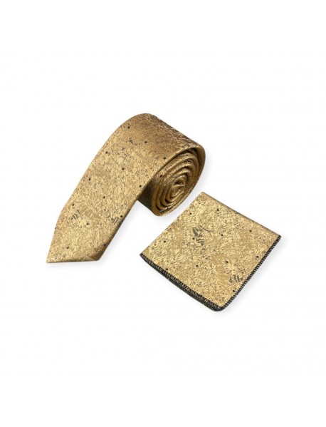 GOLD FLORAL TIE & POCKET SQUARE