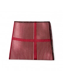 RED & SILVER STRIPED TIE & POCKET SQUARE