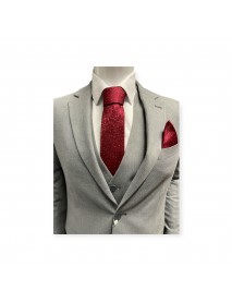 RED FLORAL TIE & POCKET SQUARE