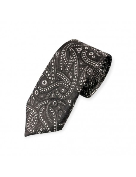 BLACK & WHITE PAISLEY TIE & POCKET SQUARE 