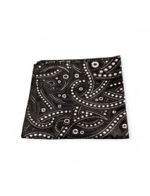 BLACK & WHITE PAISLEY TIE & POCKET SQUARE 