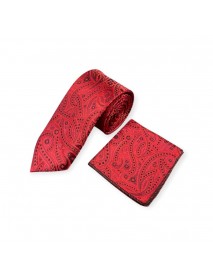 RED PAISLEY TIE & POCKET SQUARE