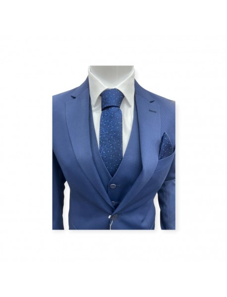 NAVY BLUE FLORAL TIE & POCKET SQUARE