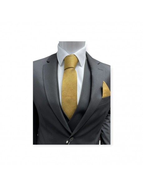 GOLD TEXTURED TIE & POCKET SQUARE