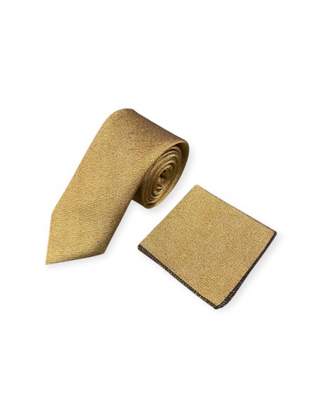 GOLD TEXTURED TIE & POCKET SQUARE