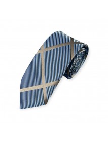 BLACK & BLUE STRIPED TIE & POCKET SQUARE