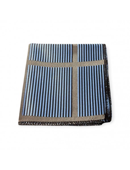 BLACK & BLUE STRIPED TIE & POCKET SQUARE