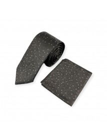BLACK & GOLD PAISLEY TIE & POCKET SQUARE