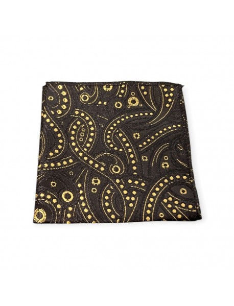 BLACK & GOLD PAISLEY TIE & POCKET SQUARE