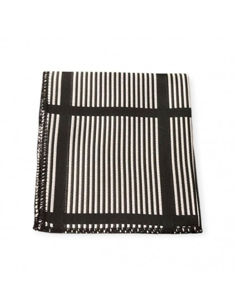 BLACK & WHITE STRIPED TIE & POCKET SQUARE