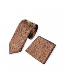BROWN PAISLEY TIE & POCKET SQUARE