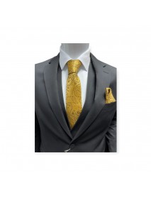 GOLD & BLACK TIE & POCKET SQUARE