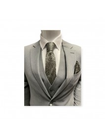 GREY PAISLEY TIE & POCKET SQUARE