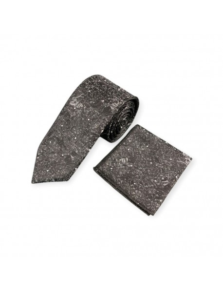 BLACK FLORAL TIE & POCKET SQUARE