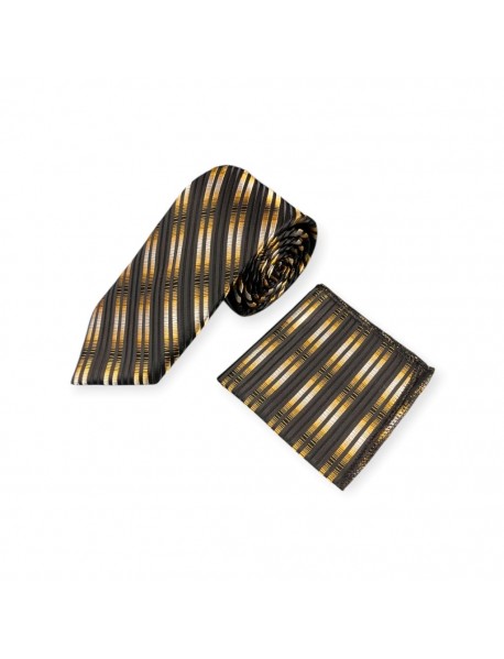 BLACK&YELLOW TIE & POCKET SQUARE