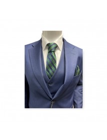 GREEN & NAVY BLUE TIE & POCKET SQUARE