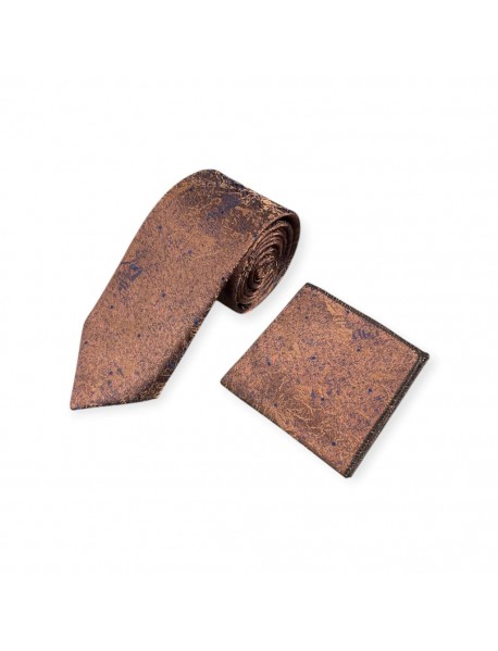 BROWN FLORAL TIE & POCKET SQUARE
