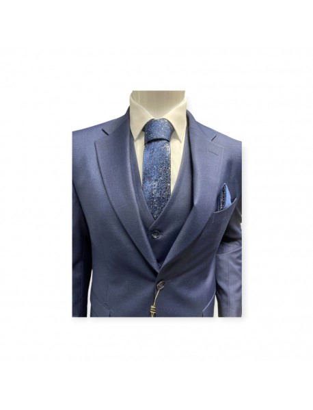 NAVY BLUE FLORAL TIE & POCKET SQUARE