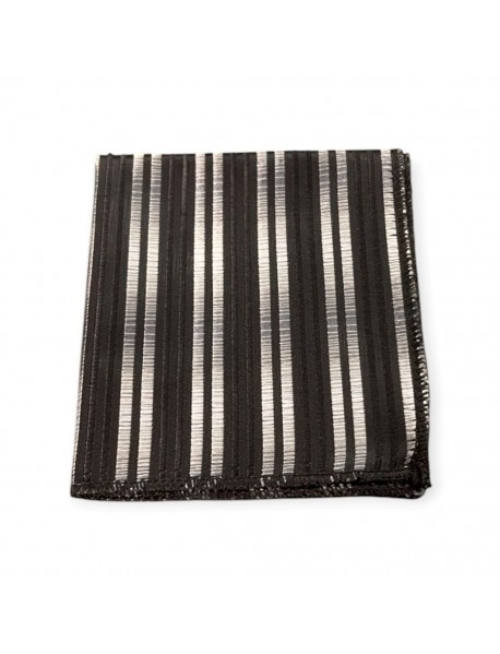 BLACK & WHITE STRIPED TIE & POCKET SQUARE