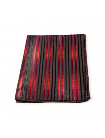 RED & BLACK STRIPED TIE & POCKET SQUARE