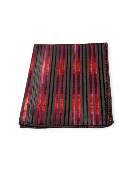 RED & BLACK  STRIPED TIE & POCKET SQUARE