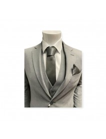 LIGHT GREY TEXTURED TIE & POCKET SQUARE