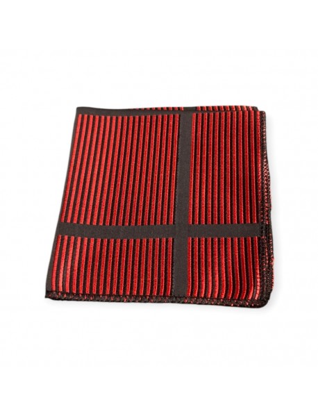 RED & SILVER STRIPED TIE & POCKET SQUARE