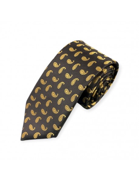 BLACK & GOLD GEOMETRIC TIE & POCKET SQUARE