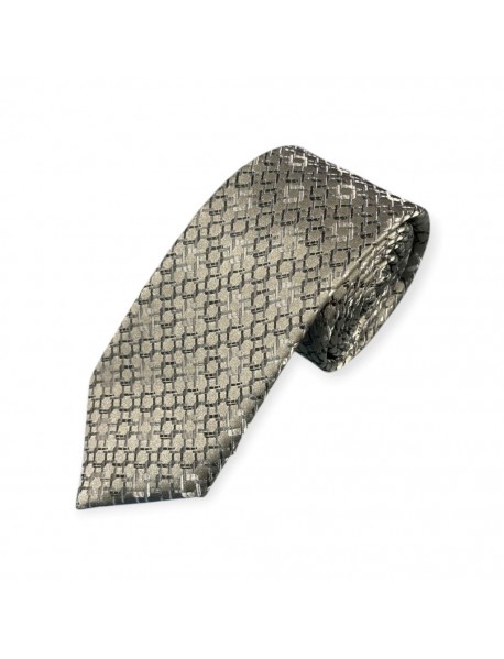 GREY GEOMETRIC TIE & POCKET SQUARE