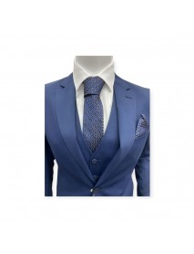 NAVY BLUE & LIGHT BROWN TIE & POCKET SQUARE