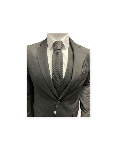 BLACK & WHITE GEOMETRIC TIE & POCKET SQUARE