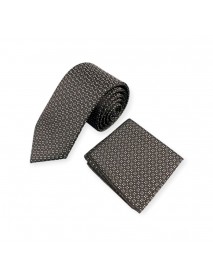 BLACK & WHITE GEOMETRIC TIE & POCKET SQUARE