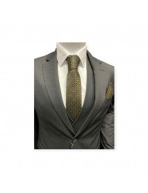 BLACK & GOLD GEOMETRIC TIE & POCKET SQUARE