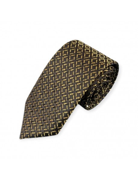 BLACK & GOLD GEOMETRIC TIE & POCKET SQUARE